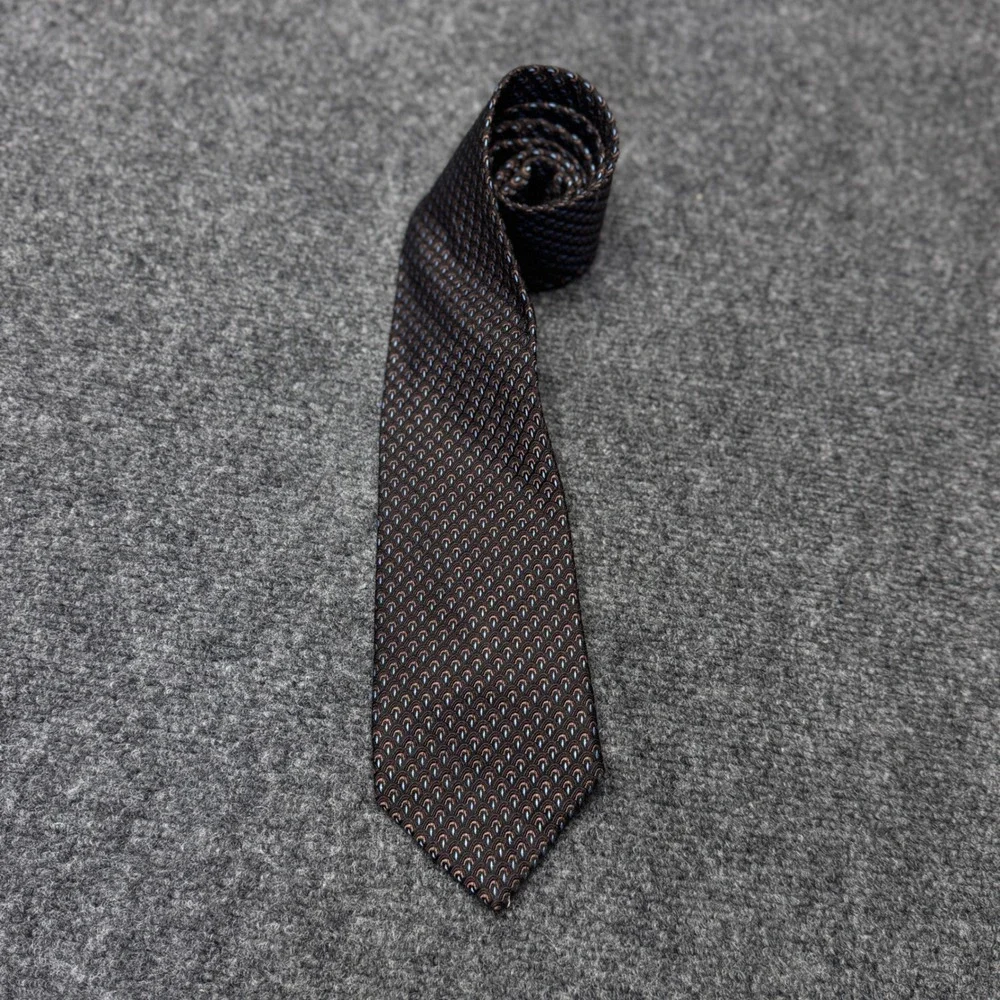 Jos. A. Bank Silk Necktie Mens OS Brown Blue Geometric Signature Collection Tie